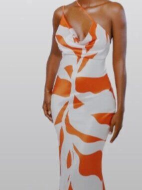 Hanifa Lola Maxi Dress Orange White 3XL